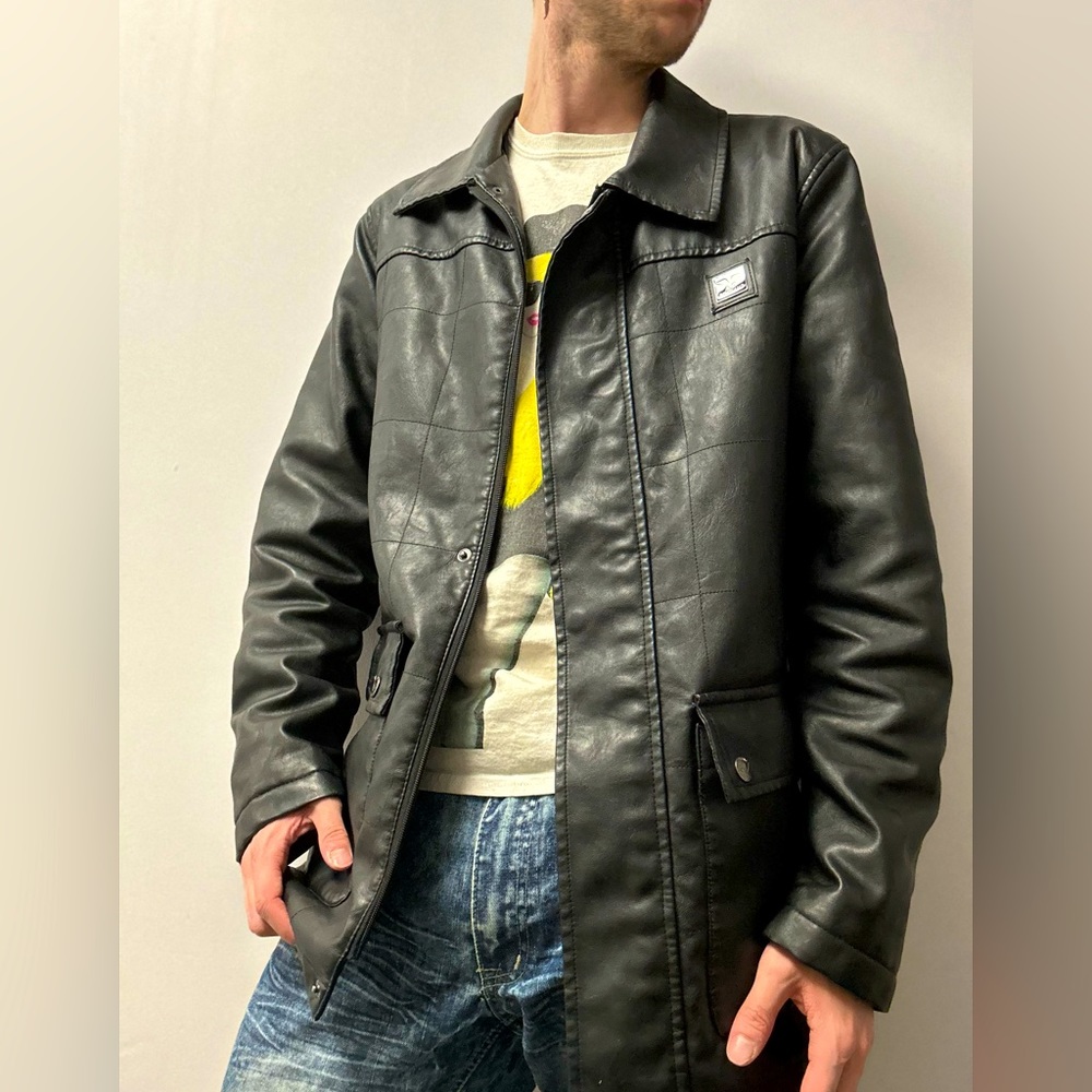 AC Dimilano Men’s Medium Leather Jacket Black